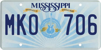 MS license plate MKO706