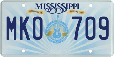 MS license plate MKO709