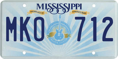 MS license plate MKO712