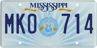 MS license plate MKO714