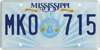 MS license plate MKO715
