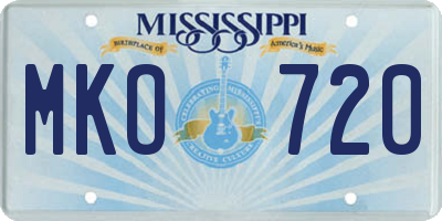 MS license plate MKO720