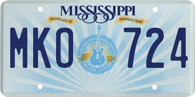 MS license plate MKO724