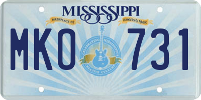 MS license plate MKO731