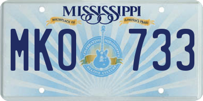 MS license plate MKO733
