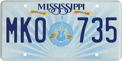 MS license plate MKO735