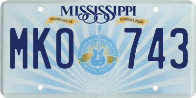 MS license plate MKO743