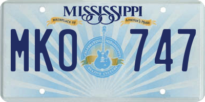 MS license plate MKO747
