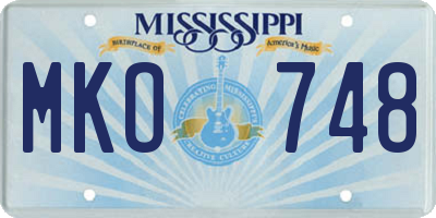 MS license plate MKO748