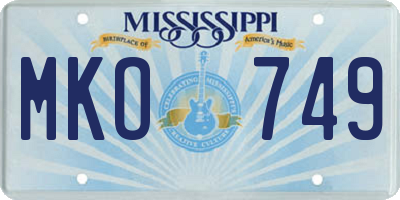 MS license plate MKO749