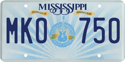 MS license plate MKO750