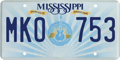 MS license plate MKO753