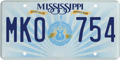 MS license plate MKO754