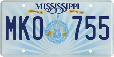 MS license plate MKO755