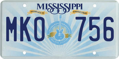 MS license plate MKO756