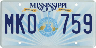 MS license plate MKO759