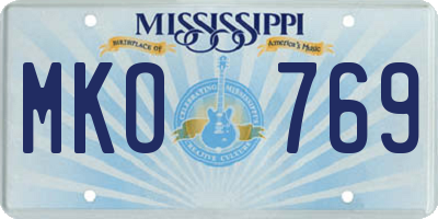 MS license plate MKO769