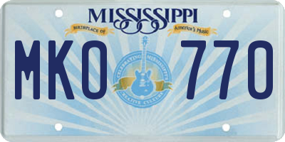 MS license plate MKO770