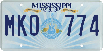 MS license plate MKO774