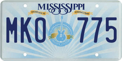 MS license plate MKO775