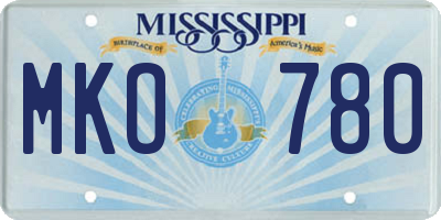 MS license plate MKO780