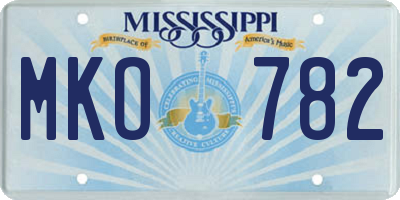 MS license plate MKO782