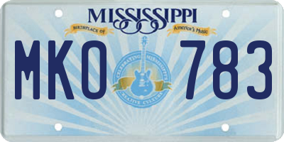 MS license plate MKO783