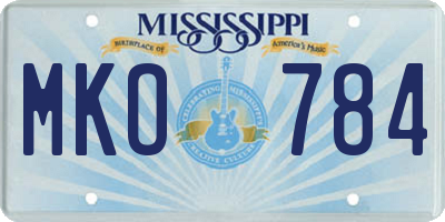 MS license plate MKO784
