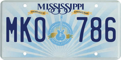 MS license plate MKO786