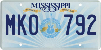 MS license plate MKO792