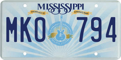 MS license plate MKO794