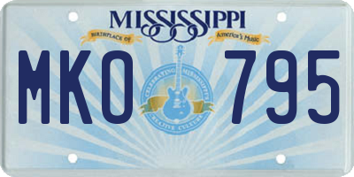 MS license plate MKO795