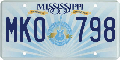 MS license plate MKO798