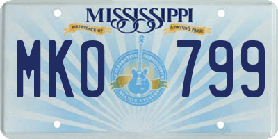 MS license plate MKO799