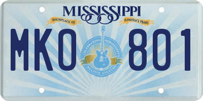 MS license plate MKO801