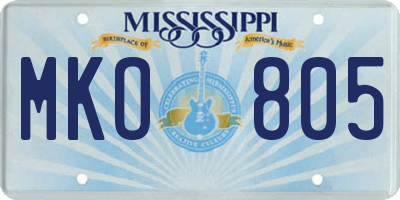 MS license plate MKO805