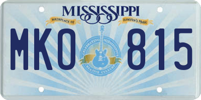 MS license plate MKO815