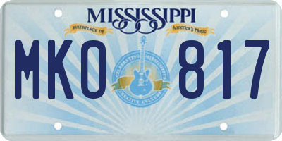 MS license plate MKO817