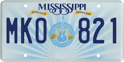 MS license plate MKO821