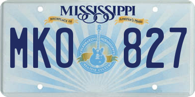 MS license plate MKO827