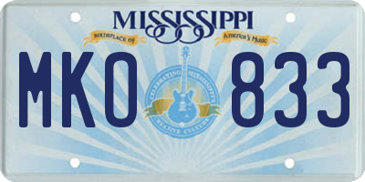 MS license plate MKO833