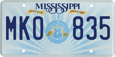 MS license plate MKO835