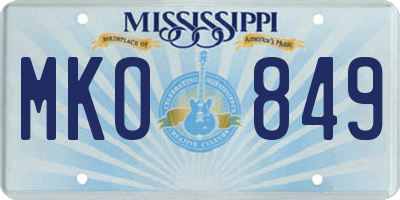 MS license plate MKO849