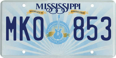MS license plate MKO853