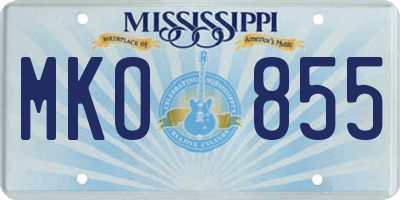 MS license plate MKO855
