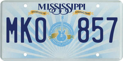 MS license plate MKO857