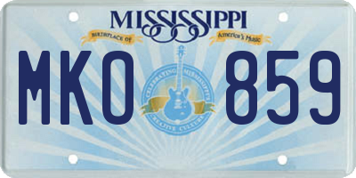 MS license plate MKO859