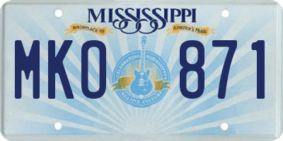 MS license plate MKO871