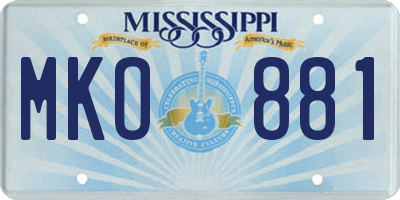 MS license plate MKO881