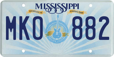 MS license plate MKO882
